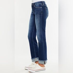 KanCan™ Mid Rise Frayed Cuff Straight Jean